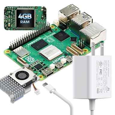 iRasptek Basic Starter Kit for Raspberry Pi 5 4GB RAM -Includes 4GB Board, 27W PD Power Supply and Active Cooler