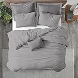 Kotton Culture Duvet Cover Full 3 Piece 100% Egyptian Cotton with Zipper Closure & Corner Ties Breathable All Season 600 Thread Count Soft Sateen Weave Comforter Cover (Queen/Full, Silver)