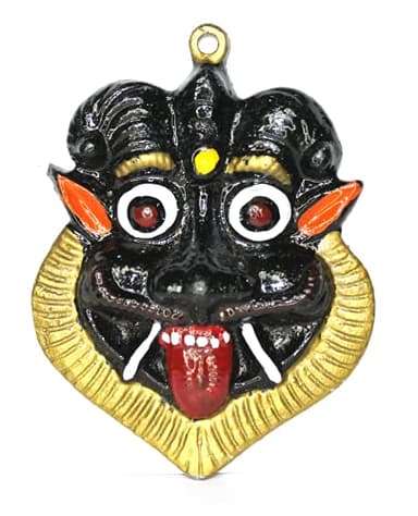 GRI9 Metal Tibetan Buddhism Mahakal Nazar Battu Face Mask For Negative Energy Remover And Evil Eye Protector Nepalese Home Wall Decor (Small Black)