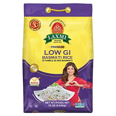 Laxmi Diabetic Friendly Basmati Rice w/Lower G.I. Index Value - 10lb