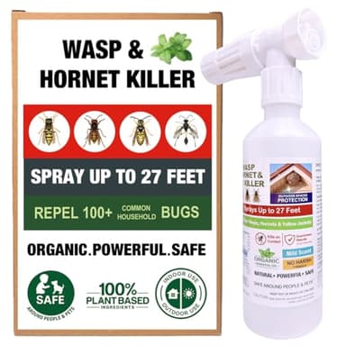 96oz Wasp Spray, Organic Peppermint Oil Hornet Killer Spray, Wasp Nest Spray, Wasp Spray Long Range 30 ft Self Defense, Kills Wasp, Hornet, Yellow Jacket, Bee and Wasp Repellent Outdoor, Pet Safe