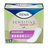 TENA Incontinence Pads, Bladder Control & Postpartum for Women, Maximum Absorbency, Long, Sensitive Care - 117 Count