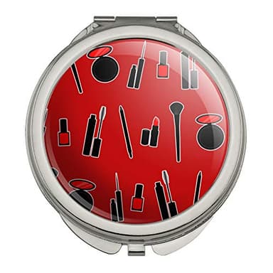 Makeup Lipstick Mascara Eyeliner Pattern Compact Travel Purse Handbag Makeup Mirror