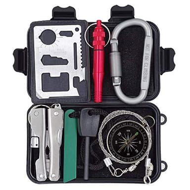 Outdoor Survival Kit 7 in 1,Mini Emergency Survival Gear Small Camping Equipment Pocket Tool Gadgets Stocking Stuffers Ideal for Boys Kids Hiking