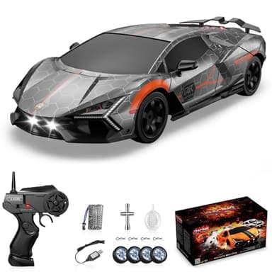 Sakeye RC Drift Car, Remote Control Cars for Boys 2.4GHz Drifting RC Car 1/24 4WD Racing Hobby Sport Cars Toys for Adults with LED Lights Rechargeable Battery and Drifting Tires Gift for Kids Girls