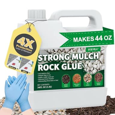Concentrate Rock Glue, Makes 44oz Mulch Glue for Landscaping, Pea Gravel Binder Spray for Outdoor, Garden, Yard, Pet-Friendly Mulch Anchor Easily Holds Rubber, Stone, Pebble, Gravel, Wood, Bark