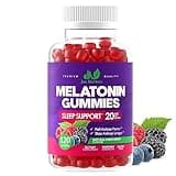 Melatonin 20mg Gummies for Adults (120 Count) - Maximum Strength Sleep Aid with 10mg of Melatonin Per Gummy - Gluten-Free, Non-GMO, Vegetarian, Great Tasting Mixed Berry Flavor - 60 Servings