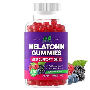 Melatonin 20mg Gummies (120 Count) - Maximum Strength Sleep Support for Adults with 10mg of Melatonin Per Gummy - Gluten-Free, Non-GMO, Vegetarian, Great Tasting Mixed Berry Flavor - 60 Servings