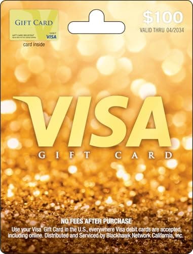 Visa Physical Gift Card $100 (plus $5.95 Purchase Fee)