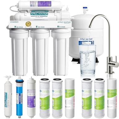 APEC Water Systems ROES-PH75 Essence Series Alkaline Mineral pH+ 75 GPD 6-Stage WQA Certified Ultra Safe Reverse Osmosis Drinking Water Filter System, with Extra High Capacity Pre-Filter Set Stage 1-3