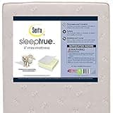 Delta Children Serta SleepTrue Mini Crib Mattress, Premium Sustainably Sourced Fiber Core, Hypoallergenic & Waterproof Cover, Greenguard Gold Certified - Made in USA, White