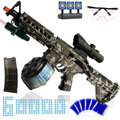 M416 Large Gel Splat Blaster for with Goggles, with Drum and Manual & Electric Dual Mode Gel Splat Blaster, for Team Game - Ages 14 +(Camouflage)