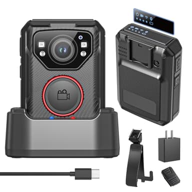 Tarkonn Police Body Camera, 1080P HD Body Worn Camera, 64G & IP68, GPS Enabled Body Cam with APP, 12Hours Battery, Night Vision, Video Recorder for Law Enforcement