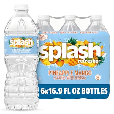 SPLASH REFRESHER Flavored Water Bottles, Pineapple Mango Flavor - 6-Pack, 16.9 Fl Oz - Refreshing Flavored Bottled Water with Electrolytes - Zero Sugar & Zero Calories