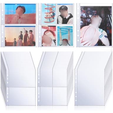 30 Pcs Binder Pockets Clear 4/2/1 Pockets for 6 Ring A5 Binder Insert Card Sleeves Album Page Protector Photocard Document Folder Trading Card Pouch for 6 Ring Sleeves Refill Sheet
