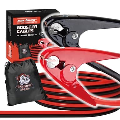 CARTMAN 2 Gauge 20Feet Jumper Cable for Car, Heavy Duty Booster Cables with Carry Bag