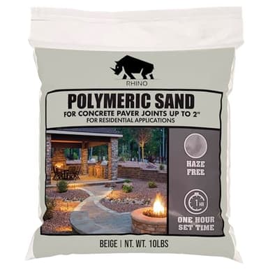 Rhino Power Bond Plus 10 lbs Polymeric Sand for Pavers and Stone Joints up to 2 inches, Beige, for Patio, Walkway, and Driveway Paver Sand