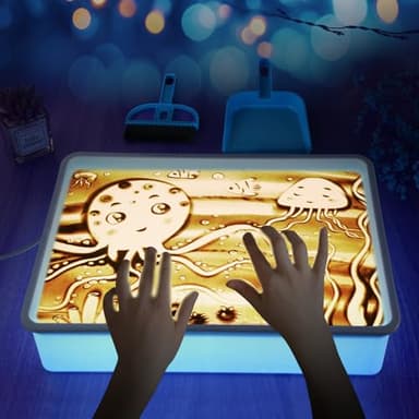 AtMini Light Table for Kids-Sand Painting Light Box Sand Art Kits Light Table Toys for Boys and Girls, 16" (Blue)