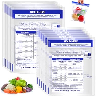 24 Pcs Microwave Steam Bags for Cooking 12 Medium and 12 Large Sizes Reusable Zipper Steamer Bags Microwave Steaming Bag for Vegetables Potatoes Meat Frozen Food (24)