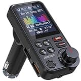 Nulaxy FM Bluetooth Transmitter for Car, Strong Microphone Bluetooth Car Adapter with 1.8" Color Screen for Hands-Free Calls, Supports QC3.0 Charging, Treble and Bass Sound Music Player- KM30