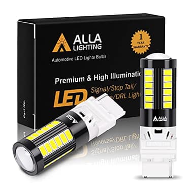 Alla Lighting WT21W LED Bulbs, Super Bright Rear Turn Signal. Back-Up Reveres Lights Bulbs Replacement 12V 6000K Xenon White