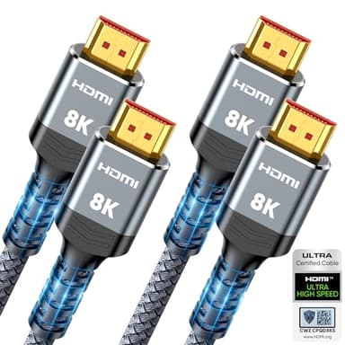 10K 8K HDMI 2.1 Cable 2-Pack 6.6FT, Highwings Certified 48Gbps Ultra High Speed Slim HDMI Cord,Support 4K@120Hz 8K@60Hz, HDCP 2.2&2.3, Dynamic HDR,eARC,DTS:X, Compatible with Roku TV/HDTV/PS5/Blu-ray