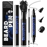 Noerrors Beard Pencil Kit Beard Filler Pen Dual End 4 Tips Beard Pen and Brush Set Hairline Moustache Eyebrows Beard Filling Shaping Styling Makeup Tools Waterproof Longlasting For Men #Black