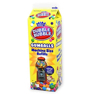 Dubble Bubble Gumball Machine Refill Carton - Bulk Bubblegum Balls - .625 Inch Assorted Gumballs for Small Mini Candy Dispenser - 20 Ounce