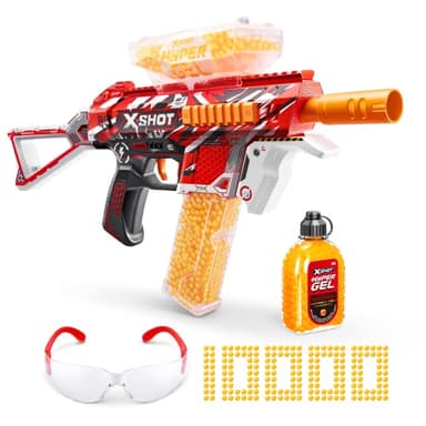 XSHOT Hyper Gel Trace Fire Blaster, Semi and Fully Automatic Gel Blaster & 10,000 Gellets, 600 Capacity Hopper & 850 Capacity Mag, Ages 14 & Up by ZURU