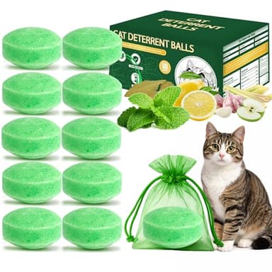 Cat Repellent Outdoor, EcoGo 10 Pack Natural Plant-Based Cat Deterrent Balls, Long-Lasting Yard & Garden Protection, Safe for Dogs, Covers 500 Sq Ft, Helps Stop Digging & Marking