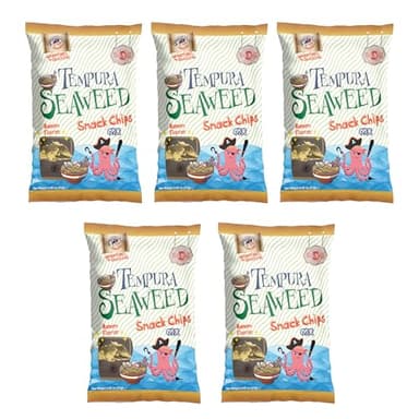 Japanese Tempura Seaweed Snack Chips, Noriten – Ramen Flavor | 0.95oz x 5 | Made in Japan by Swashbuckle Snacks
