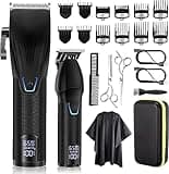 Suttik Professional Hair Clipper and Trimmer Set, Barber Clippers Set for Men Professional Kit, Beard Trimmer Haircut Kit, Cordless Clippers for Hair Cutting,Black