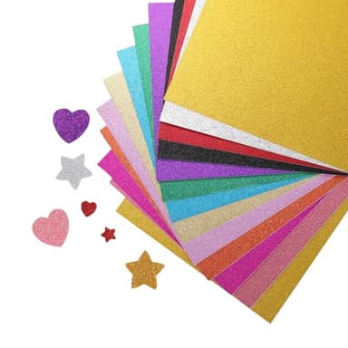 Glitter Cardstock 8.5 x 11 Thick Paper, 24 Sheets in 12 Color Sparkly Cardstock No Shed for Card Making, Crafts, DIY Art Project,Birthday, Wedding Party Decor 92 lb/250 gsm