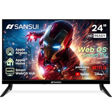 SANSUI 24 inch 768P DLED Smart WebOS TV | Small Television with chromecast Built in | WebOS hub Compatible with HomeKit | Support Airplay & WiFi Connection & Bluetooth 5.2&2 * 8w Speakers