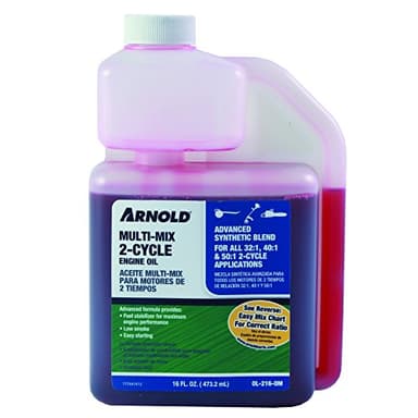 Arnold 2-Cycle Engine Oil Mix, for Chainsaws, Trimmers, and Blowers, Compatible with Major Brands, Tip N Measure Plastic Bottle, 16 oz.