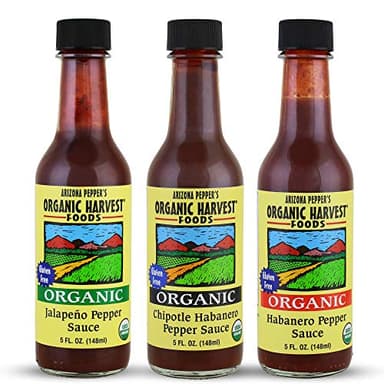 ORGANIC HARVEST Hot Sauce Variety Pack | 3 Different Flavors: Jalapeno, Habanero, & Chipotle-Habanero | A Triple Spicy Bundle of Gourmet, Gluten-Free Flavor