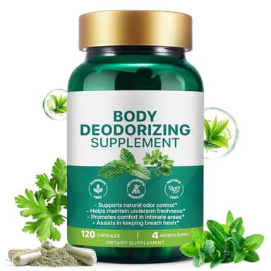 Chlorophyll Body Deodorizing Supplement for Digestion/Gut Health Support, Internal Deodorant Capsules for Overall Freshness, Underarms, Intimate Areas, Private Parts, Natural & Safe Formula|120Pcs