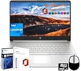 HP 14" Laptop Computer for Student Business, Office Lifetime License & Windows 11 Pro, Intel Dual-Core N4120, 16 GB RAM, 384 GB Storage(128 GB eMMC+256 GB MSD), Ultra Light, Webcam, Designed Mouse