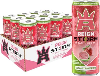 REIGN Storm, Guava Strawberry, Fitness & Wellness Energy Drink, 12 Fl Oz