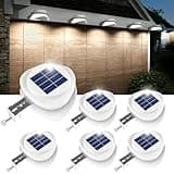 ROSHWEY Gutter Lights, 6 Pack Solar Patio Decor Lights with 9 LED Waterproof Fence Lights for Eaves Garden Landscape Pathway (Cool White)