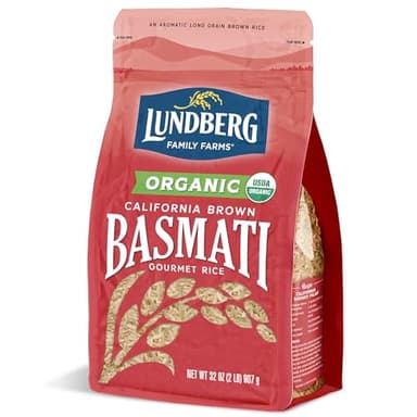 Lundberg Organic Basmati, Long-Grain Brown Rice – Non-Sticky, Fluffy & Aromatic, 32 Oz