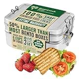 GreenLunch Bento Stackable Stainless Steel Bento Box for Adults with Snack Pod - Holds 6 Cups of Food, 100% Crack-Resistant, Secure Locks, Eco-Friendly Lunch Box Container for School & Office