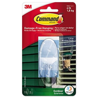 Command Outdoor Large Clear Wall Hooks, 1 Hook and 2 Command Strips, Damage Free Hanging Wall Hooks for Hanging Christmas Decorations with Weather Resistant Strips, Holds up to 4 lb
