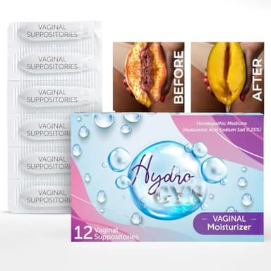 Hydro GYN Vaginal Moisturizer | Long Lasting for Vaginal Dryness & Irritation | Hyaluronic Acid & Vitamin E | Feminine Care Hormone Free | Pre and Post Menopausal | 12 Vaginal Suppositories