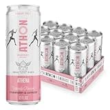 ATHON Natural Energy Drink: Athena Strawberry Lavender | Zero Calories | Naturally Sweetened | L-Theanine and B-Vitamins | 200mg Caffeine | 12 fl oz Cans (12 pack)