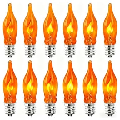 Pallerina Flicker Flame Light Bulbs, Flicker Flame Shaped Light Bulbs, Flickering Orange Glow Replacement Bulbs E12 Candelabra Light Bulb, 12 Pack, 1 Watt