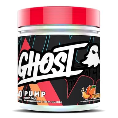 GHOST Pump Nitric Oxide Powder, Peach - 40 Servings - Sugar-Free & Stim-Free Pre-Workout Supplements - L-Citrulline, Arginine Nitrate & L-Glutathione - Soy & Gluten-Free, Vegan