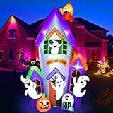 Rocinha 10.1 FT Halloween Inflatables Haunted House Ghost Pumpkin & Tombstone Blow Up Yard Decoration Built-in LEDs Outdoor Garden Lawn Yard and Party