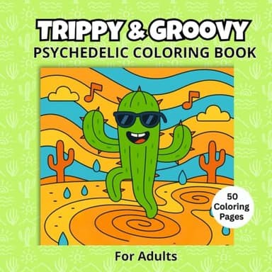 Trippy & Groovy Psychedelic Coloring Book for Adults – 50 Desings of Animals, Mushrooms, Aliens, Cactus, and Magical Illusions