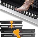 GUYQBVD 4PCS Car Door Sill Protector for GMC Sierra Denali Canyon Terrain Yukon Jimmy Acadia, Self-Adhesive Carbon Fiber Tape Anti-Dirty Scuff Plate Cover Guard Sills Protector Trim(Black)